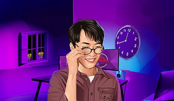 James Pilsung animted in gaming room